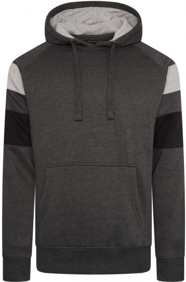 Kam Jeans 7068 Cut & Sew Over Head Hoody Charcoal - Hupparit ja collegepaidat - Miesten hupparit ja collegepaidat isot koot