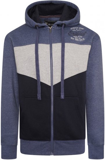 Kam Jeans 7070 Panelled Hoody with EMB Blue - Hupparit ja collegepaidat - Miesten hupparit ja collegepaidat isot koot