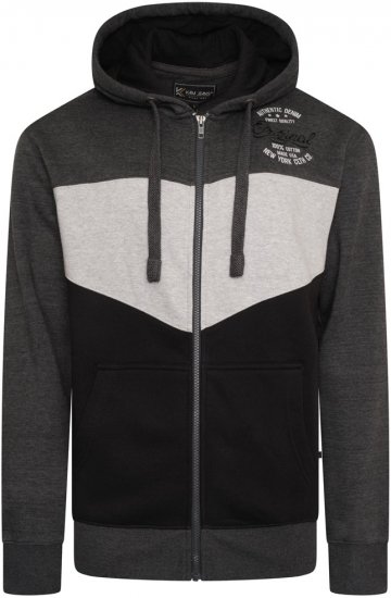Kam Jeans 7070 Panelled Hoody with EMB Charcoal - Hupparit ja collegepaidat - Miesten hupparit ja collegepaidat isot koot
