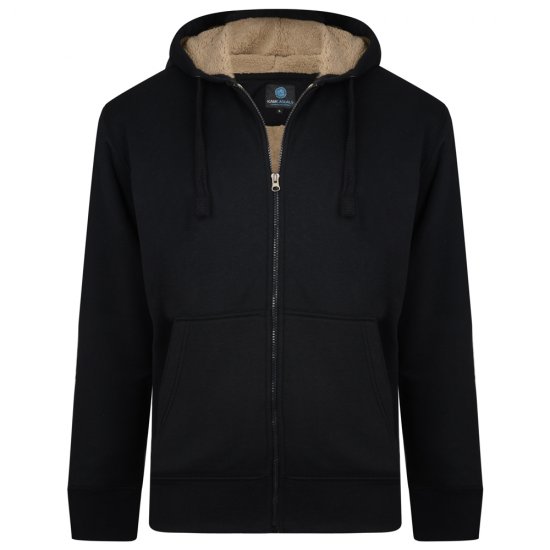 Kam Jeans 709 Sherpa Lined Hoodie Black - Hupparit ja collegepaidat - Miesten hupparit ja collegepaidat isot koot