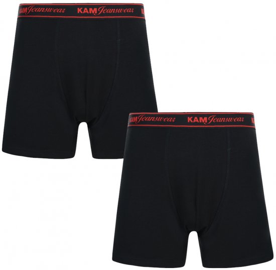 Kam Jeans 804 Boxershorts 2-pack Black - Alusvaatteet & Uimavaatteet - Miesten Isot alusvaatteet 