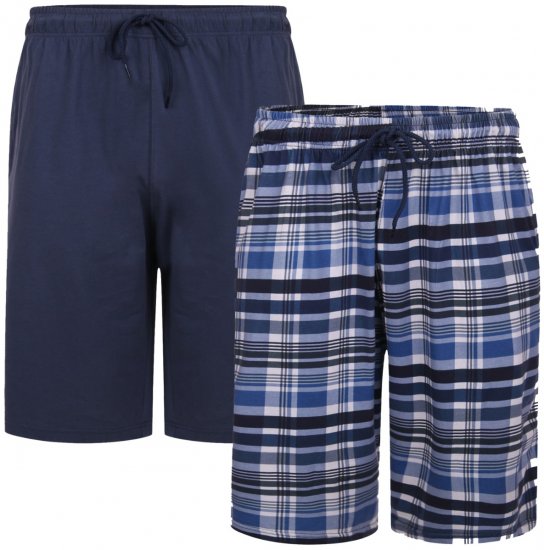 Kam Jeans 875 Lounge shorts Navy, Checked 2-pack - Alusvaatteet & uimavaatteet - Miesten Isot alusvaatteet 