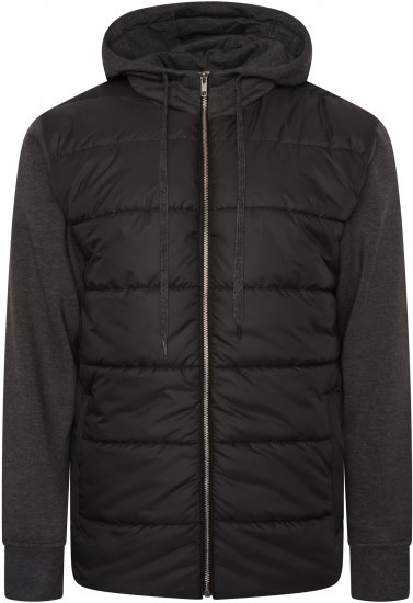 Kam Jeans KV135 Quilted Zip Thru Hoody with Padded Body & Jersey Sleeves Black TALL SIZES - MIESTEN VAATTEET MT-6XLT - Pitkien miesten vaatteet