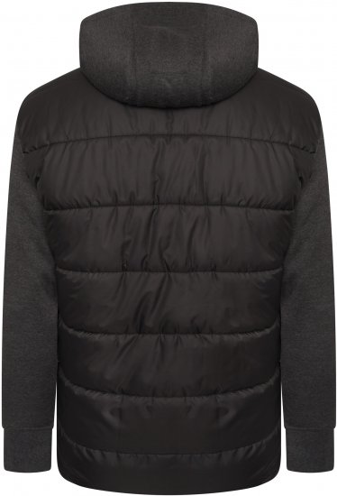 Kam Jeans KV135 Quilted Zip Thru Hoody with Padded Body & Jersey Sleeves Black TALL SIZES - MIESTEN VAATTEET MT-6XLT - Pitkien miesten vaatteet