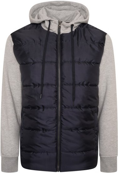 Kam Jeans KV135 Quilted Zip Thru Hoody with Padded Body & Jersey Sleeves Navy TALL SIZES - MIESTEN VAATTEET MT-6XLT - Pitkien miesten vaatteet