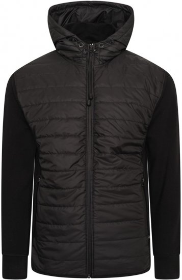 Kam Jeans KV136 Padded Body And Jersey Sleeves Hybrid Zip Thru Quilted Hoody Black TALL SIZES - MIESTEN VAATTEET MT-6XLT - Pitkien miesten vaatteet