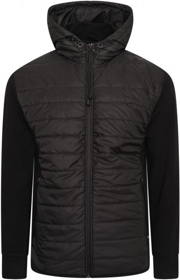 Kam Jeans KV136 Padded Body And Jersey Sleeves Hybrid Zip Thru Quilted Hoody Black - Takit - Miesten Takit, isot koot – 2XL – 12XL