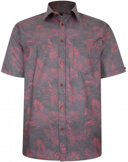 Kam Jeans P013 Premium Floral Print Shirt Burgundy - Kauluspaidat - Miesten isot kauluspaidat 2XL – 8XL