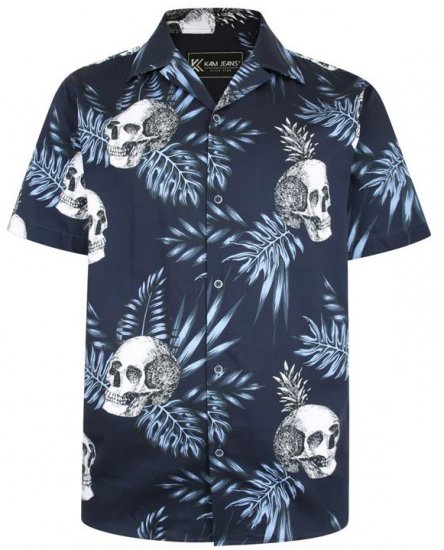 Kam Jeans P015 Casual Shirt with Skull Print - Kauluspaidat - Miesten isot kauluspaidat 2XL – 8XL