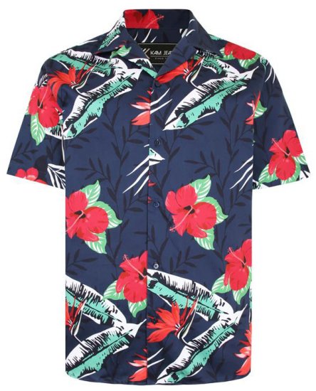Kam Jeans P017 Casual Floral Print Shirt - Kauluspaidat - Miesten isot kauluspaidat 2XL – 8XL
