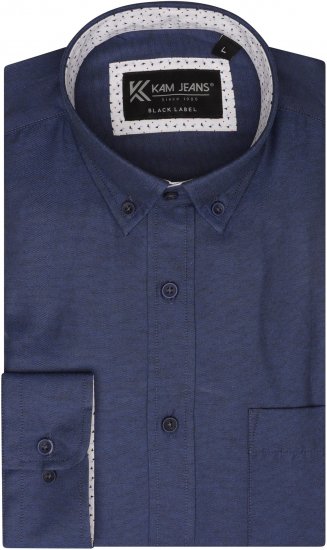 Kam Jeans P020 Premium Long sleeve Oxford Shirt Navy - Kauluspaidat - Miesten isot kauluspaidat 2XL – 8XL