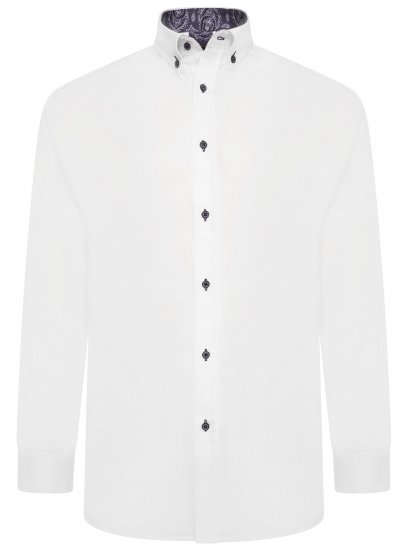 Kam Jeans P023 L/S Premium Stretch Shirt White - Kauluspaidat - Miesten isot kauluspaidat 2XL – 8XL