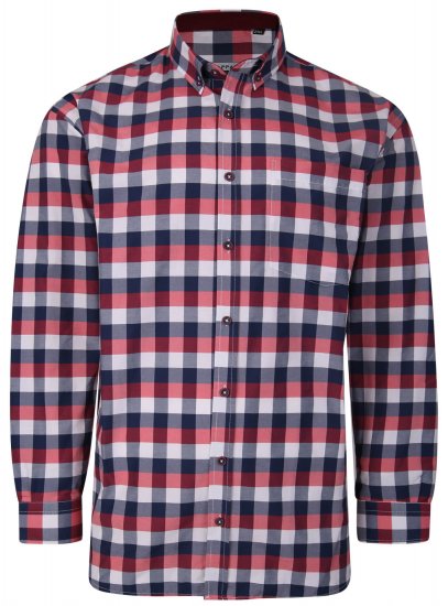 Kam Jeans P642 Premium Large Check Shirt LS Red - Kauluspaidat - Miesten isot kauluspaidat 2XL – 8XL