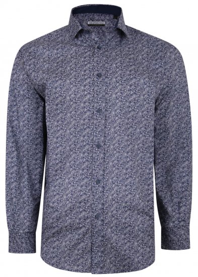 Kam Jeans P680 Floral Print Shirt Navy - Kauluspaidat - Miesten isot kauluspaidat 2XL – 8XL