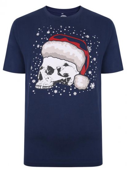 Kam Jeans X008 Santa Skull Print T-Shirt Navy - T-paidat - Isot T-paidat 2XL – 14XL