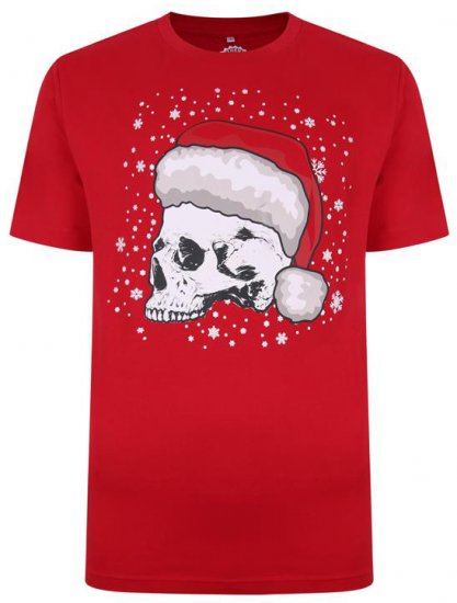 Kam Jeans X008 Santa Skull Print T-Shirt Red - T-paidat - Isot T-paidat 2XL – 14XL