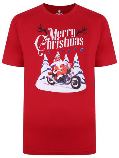 Kam Jeans X009 Santa Biker Print T-Shirt Red - T-paidat - Isot T-paidat 2XL – 14XL