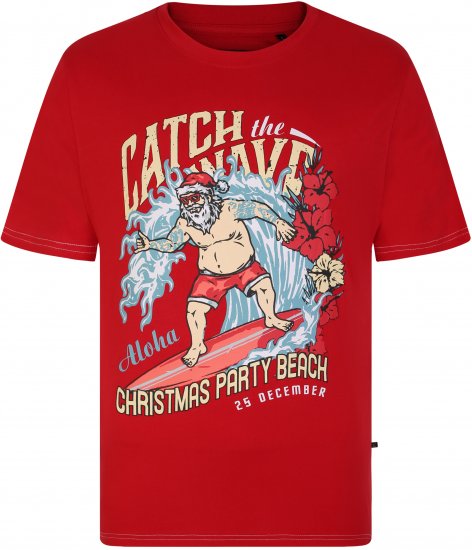 KBS X020 Catch The Waves Xmas Print T-Shirt Red - T-paidat - Isot T-paidat 2XL – 14XL