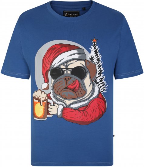 KBS X021 Dog Beer Print T-Shirt Blue - T-paidat - Isot T-paidat 2XL – 14XL