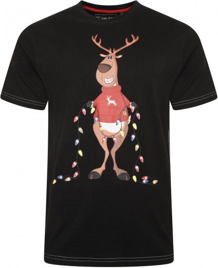 Kam Jeans X028 Rudolph Print T-Shirt Black - T-paidat - Isot T-paidat 2XL – 14XL