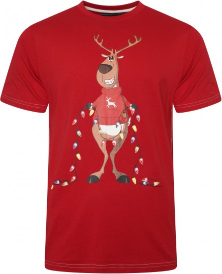 Kam Jeans X028 Rudolph Print T-Shirt Red - T-paidat - Isot T-paidat 2XL – 14XL