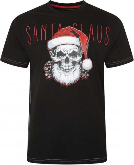 Kam Jeans X029 Santa Claus Skull Print T-Shirt Black - T-paidat - Isot T-paidat 2XL – 14XL