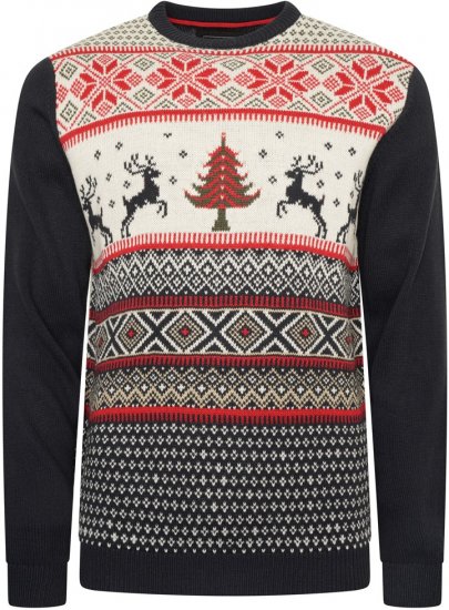 Kam Jeans X031 Reindeer Xmas Sweatshirt Navy - Hupparit ja collegepaidat - Miesten hupparit ja collegepaidat isot koot