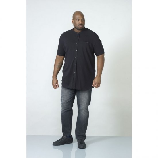 D555 Archer Collarless Shirt Black - Kauluspaidat - Miesten isot kauluspaidat 2XL – 8XL