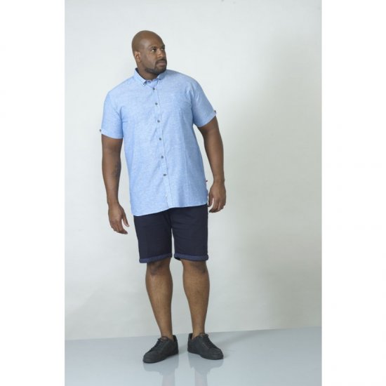 D555 Eric Linen Short Sleeve Shirt - Kauluspaidat - Miesten isot kauluspaidat 2XL – 8XL