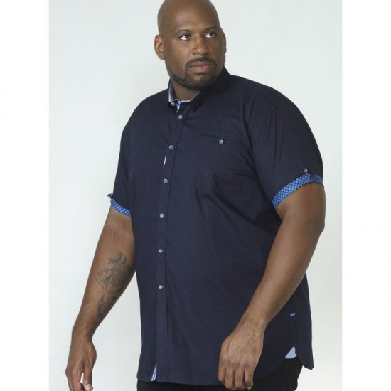 D555 Tim Short Sleeve Shirt Navy - Kauluspaidat - Miesten isot kauluspaidat 2XL – 8XL