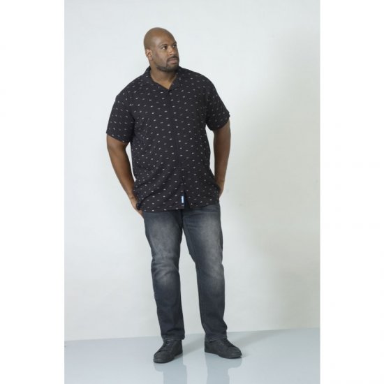 D555 Luciano Bowling Shirt Black - Kauluspaidat - Miesten isot kauluspaidat 2XL – 8XL
