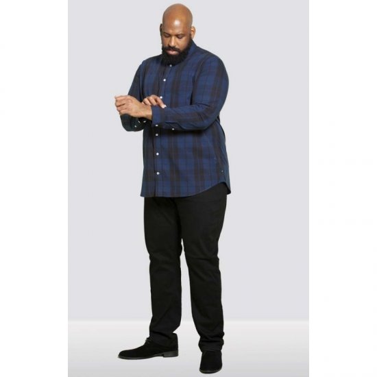 D555 Davenport Long Sleeve Shirt Navy - Kauluspaidat - Miesten isot kauluspaidat 2XL – 8XL