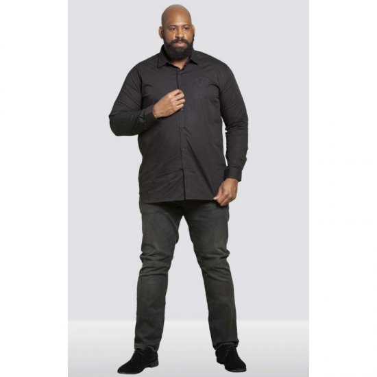 D555 Michael Couture Stretch Shirt Black - Kauluspaidat - Miesten isot kauluspaidat 2XL – 8XL