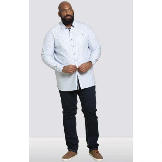 D555 Addington Printed Oxford Shirt Blue - Kauluspaidat - Miesten isot kauluspaidat 2XL – 8XL
