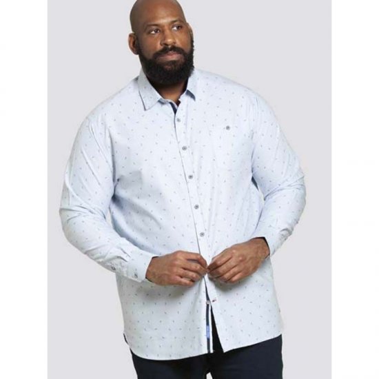 D555 Addington Printed Oxford Shirt Blue - Kauluspaidat - Miesten isot kauluspaidat 2XL – 8XL