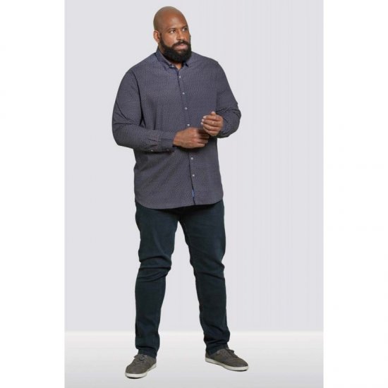 D555 Babworth Long Sleeve Shirt Navy - Kauluspaidat - Miesten isot kauluspaidat 2XL – 8XL