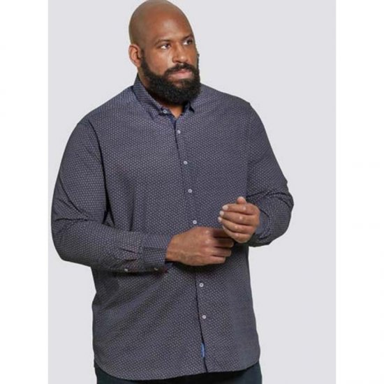 D555 Babworth Long Sleeve Shirt Navy - Kauluspaidat - Miesten isot kauluspaidat 2XL – 8XL