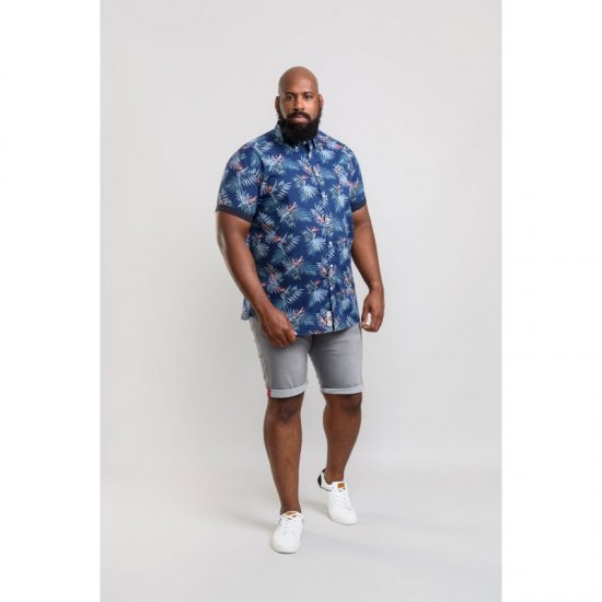 D555 Reuben Hawaii Shirt Navy - Kauluspaidat - Miesten isot kauluspaidat 2XL – 8XL