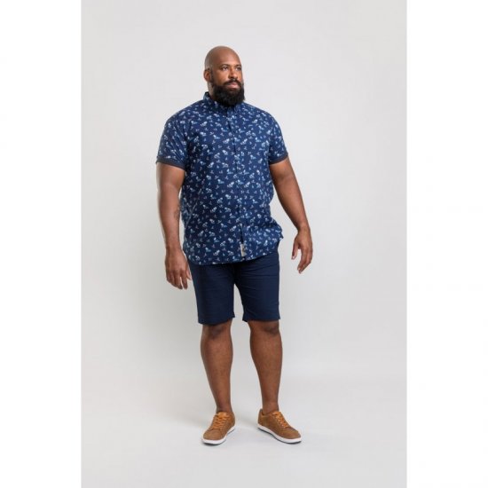 D555 Davian Hawaii Shirt Navy - Kauluspaidat - Miesten isot kauluspaidat 2XL – 8XL