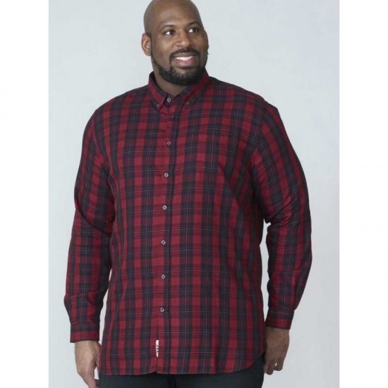 D555 Theo Long Sleeve Check Shirt - Kauluspaidat - Miesten isot kauluspaidat 2XL – 8XL