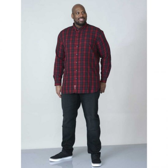 D555 Theo Long Sleeve Check Shirt - Kauluspaidat - Miesten isot kauluspaidat 2XL – 8XL