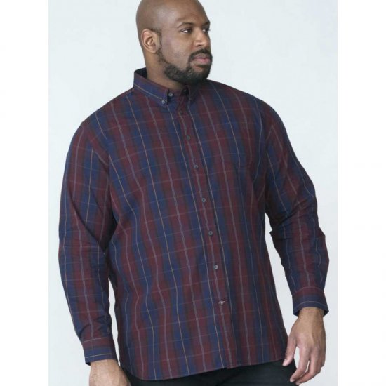 D555 Grady Long Sleeve Check Shirt - Kauluspaidat - Miesten isot kauluspaidat 2XL – 8XL