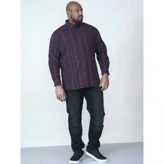 D555 Grady Long Sleeve Check Shirt - Kauluspaidat - Miesten isot kauluspaidat 2XL – 8XL