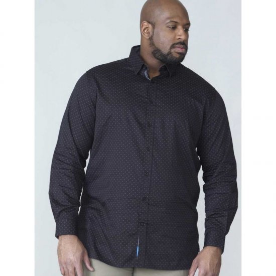 D555 Jahine Long Sleeve Printed Shirt Black - Kauluspaidat - Miesten isot kauluspaidat 2XL – 8XL