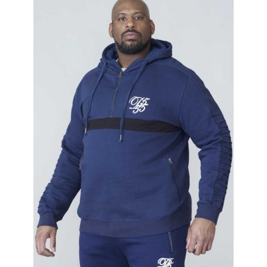 D555 Sergio Half Zip Hoodie Navy - Hupparit ja collegepaidat - Miesten hupparit ja collegepaidat isot koot