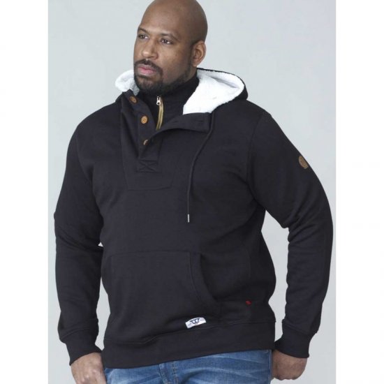 D555 Lorenzo Half zip Hoodie Black - Hupparit ja collegepaidat - Miesten hupparit ja collegepaidat isot koot