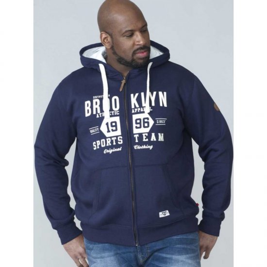 D555 Thurston Full Zip Hoodie Navy - Hupparit ja collegepaidat - Miesten hupparit ja collegepaidat isot koot