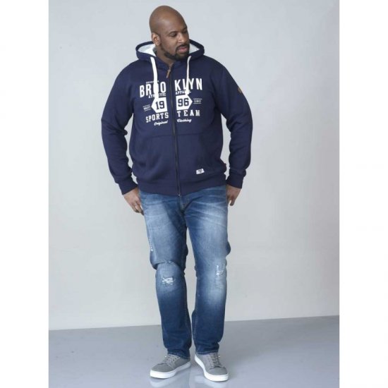 D555 Thurston Full Zip Hoodie Navy - Hupparit ja collegepaidat - Miesten hupparit ja collegepaidat isot koot