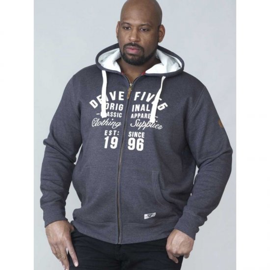 D555 Vadal Full Zip Hoodie Charcoal - Hupparit ja collegepaidat - Miesten hupparit ja collegepaidat isot koot
