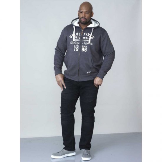 D555 Vadal Full Zip Hoodie Charcoal - Hupparit ja collegepaidat - Miesten hupparit ja collegepaidat isot koot